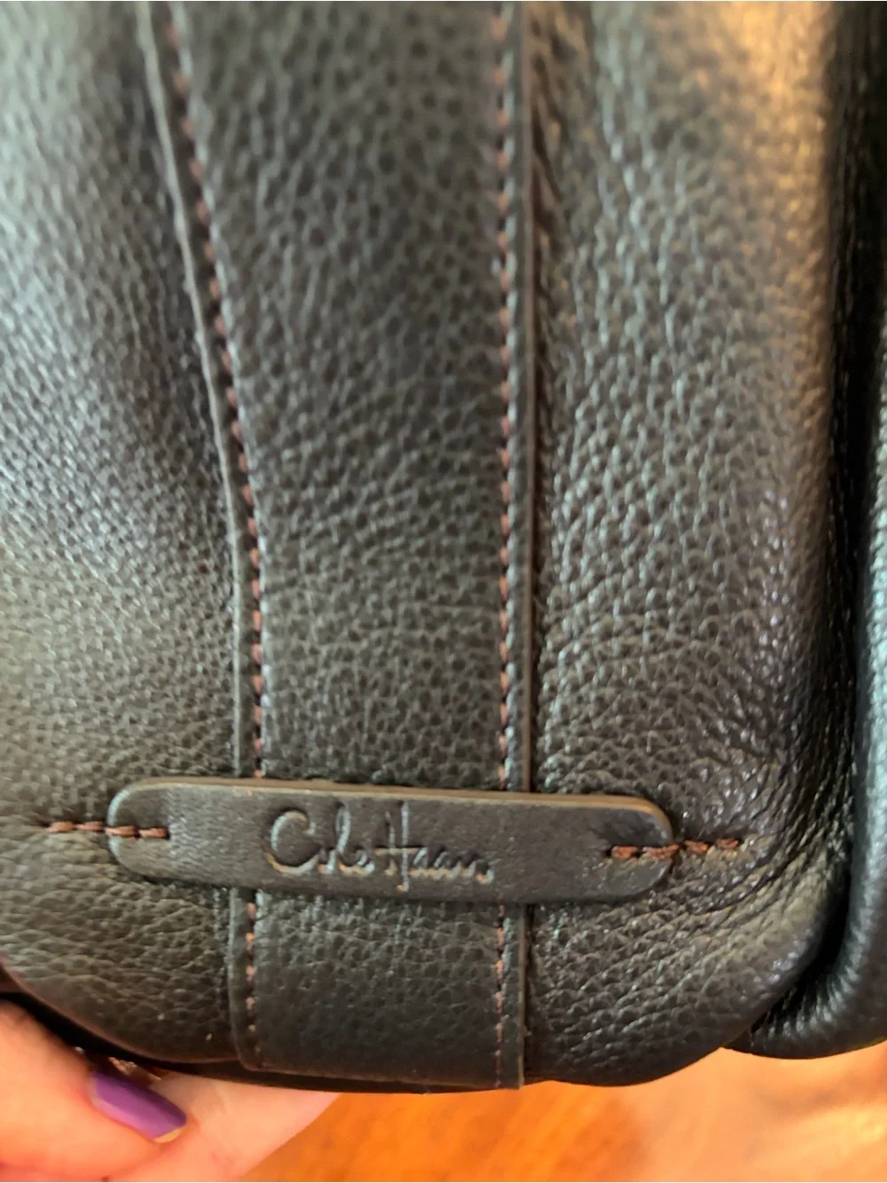 Cole Haan Small Flap Bag Black Leather w/ Silver Buckler